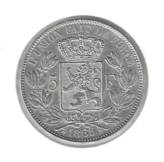 Belgique, 5 Francs 1865, Leopold I., Enlèvement ou Envoi, Monnaie en vrac, Argent, Argent