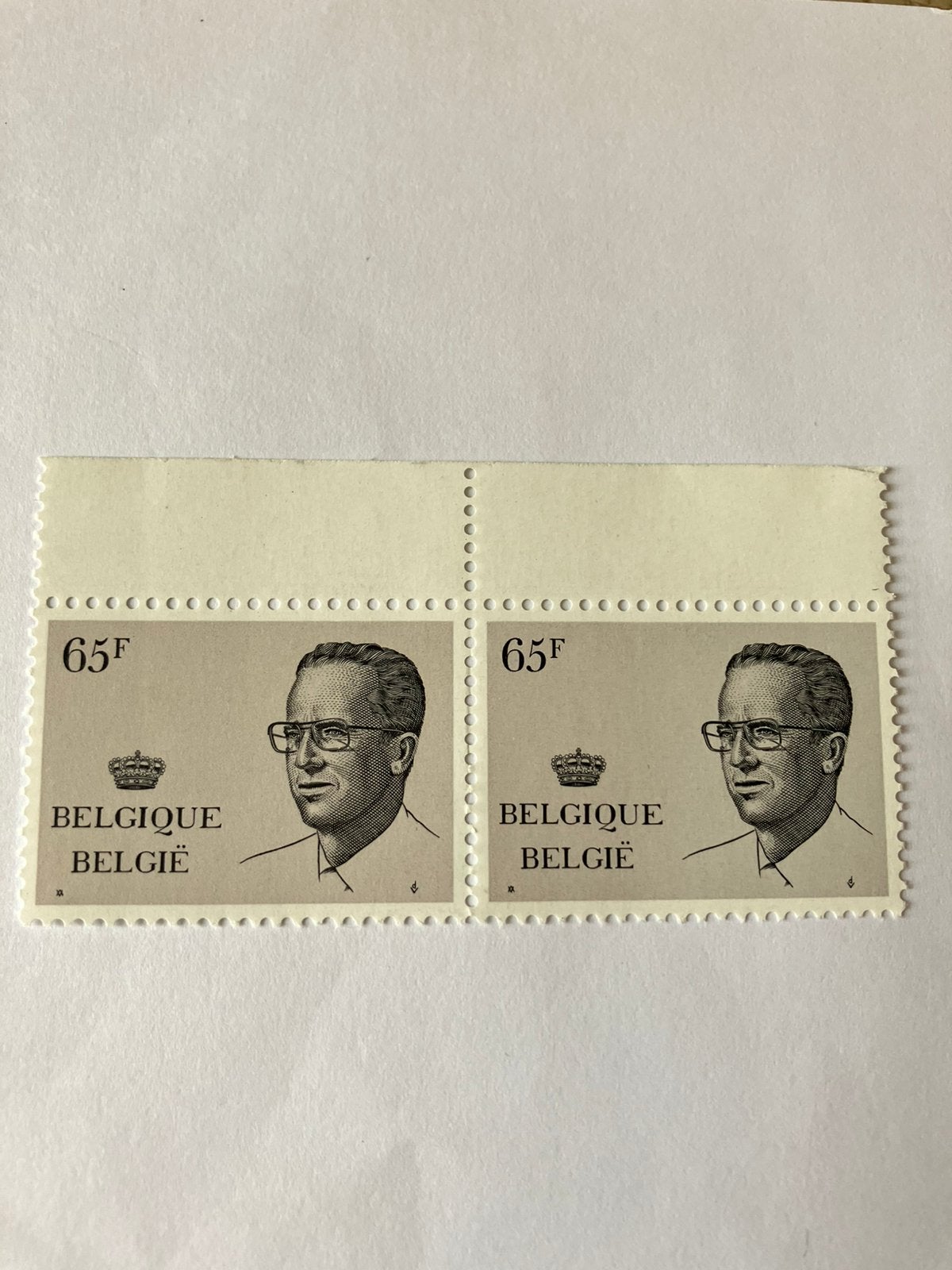 2 x KONING BOUDEWIJN 🇧🇪, 2 x 65 fr., Ophalen of Verzenden, Postfris