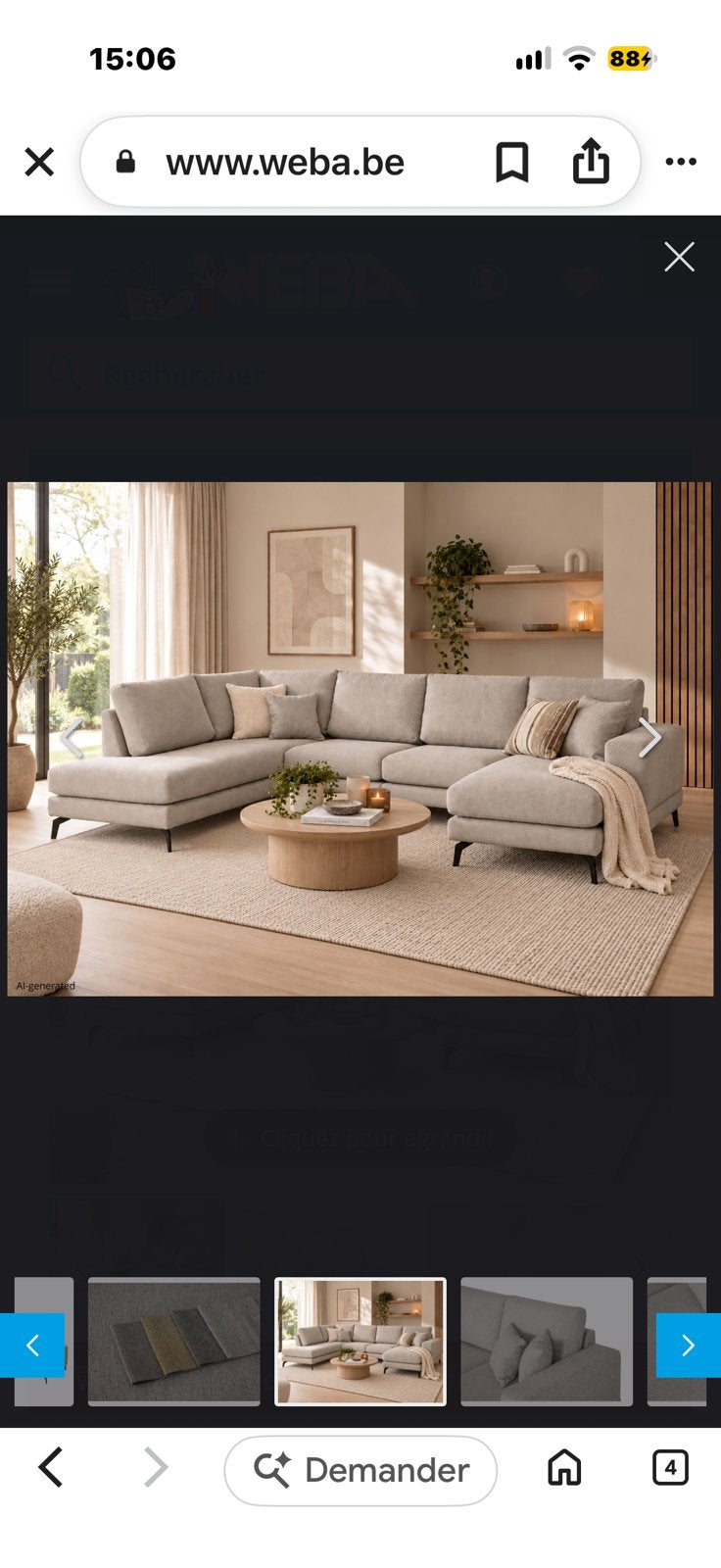 CANAPE GRIS NEUF 1149€ IL Y 2 SEMAINE A VENDRE 900€ démanger, Enlèvement