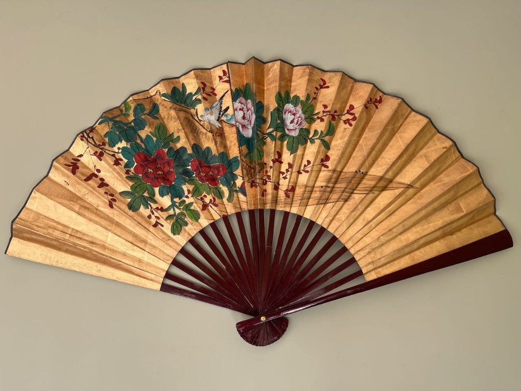 Vintage Aziatische XXL wandwaaier, Antiek en Kunst, Ophalen