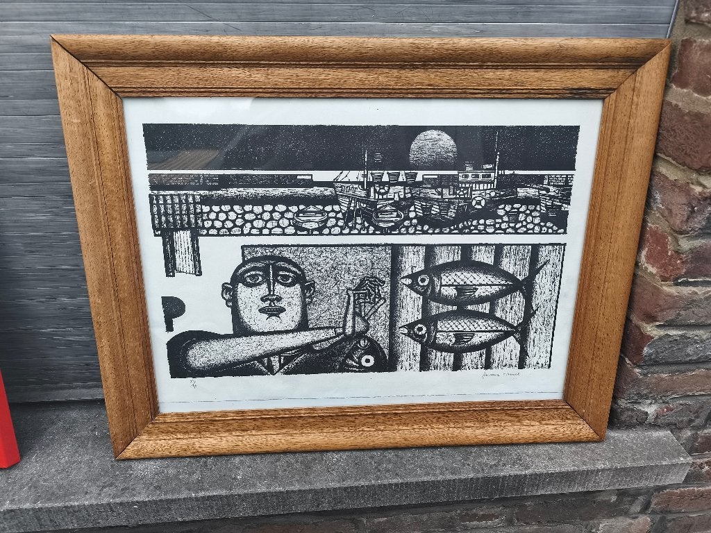 Lithographie signe Gustave camus, Ophalen of Verzenden, Lithografie