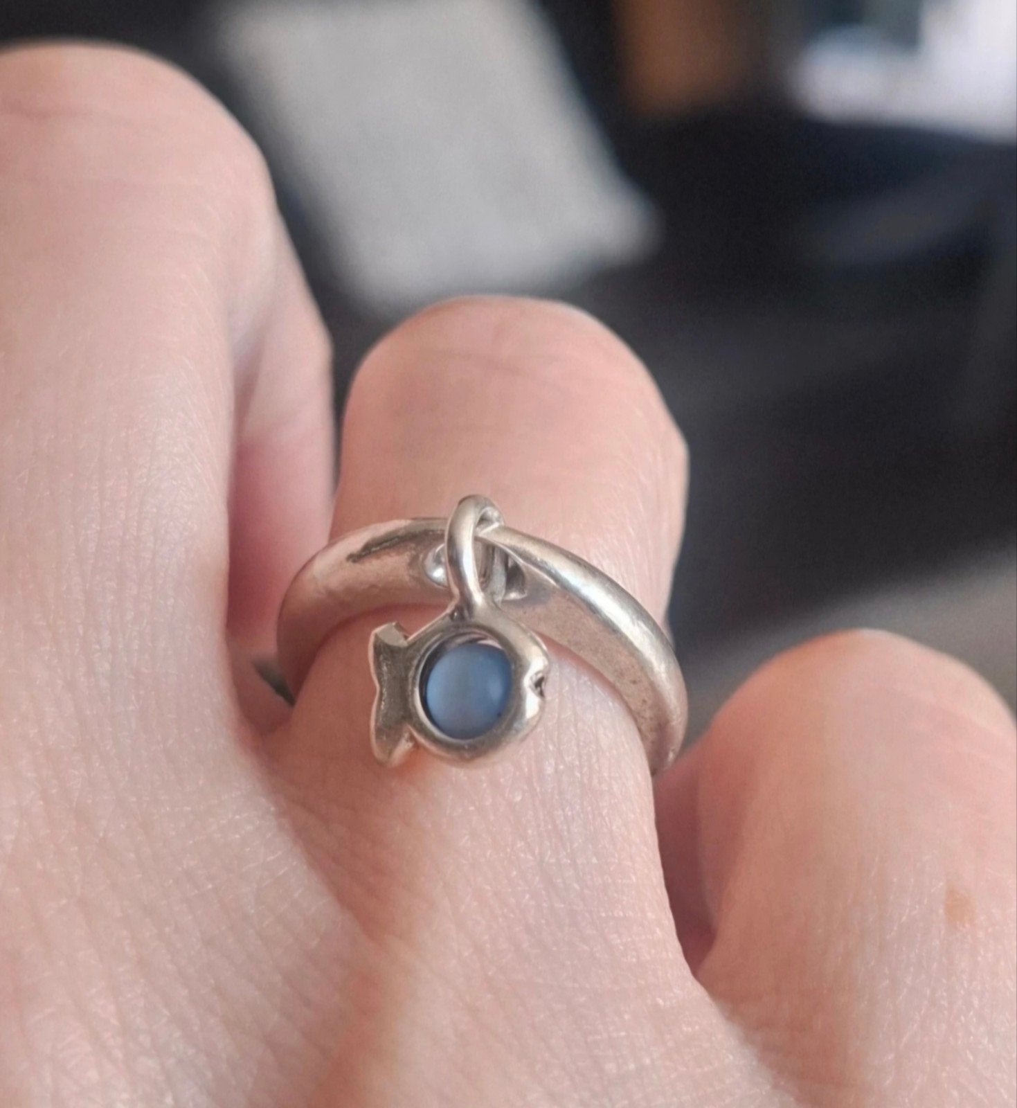 bague Clio blue poisson boule T47, Bijoux, Sacs & Beauté, Enlèvement ou Envoi, Plus petit que 17, Utilisé, Argent