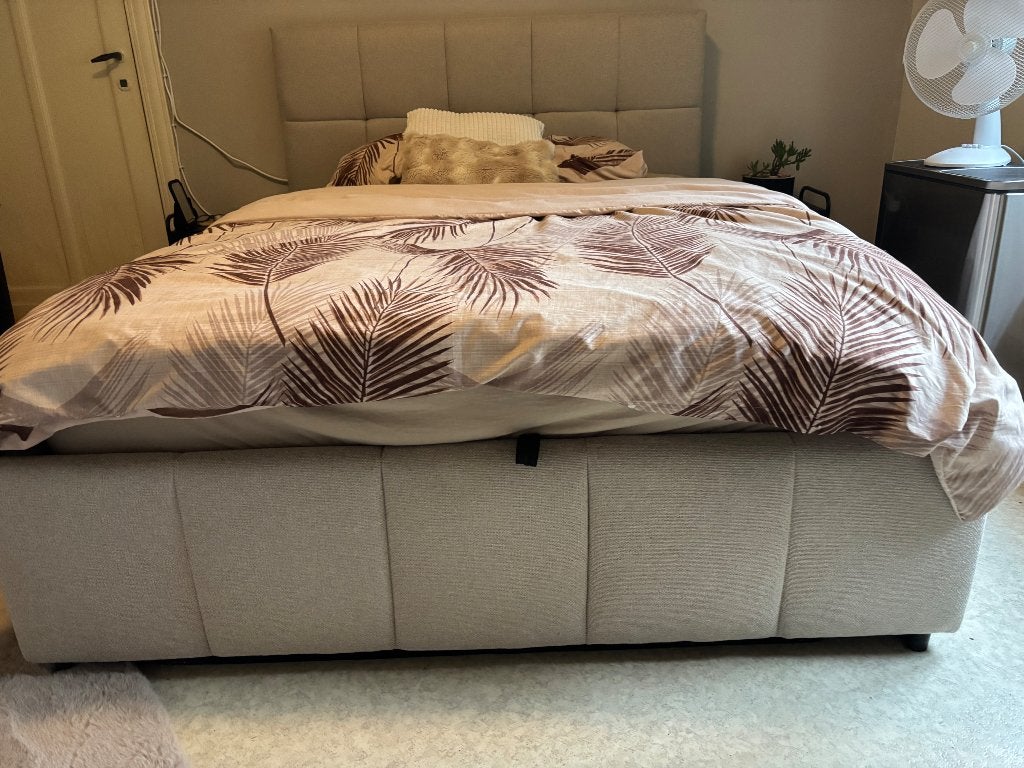 Bed met opbergruimte 150/200 incl memory foam topper, matras, Ophalen, Tweepersoons, Zo goed als nieuw, Overige maten