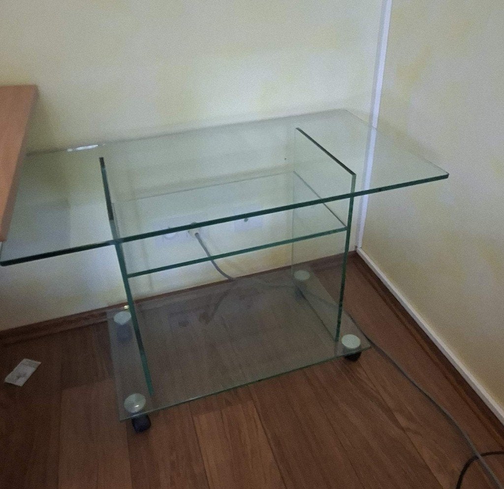 Meuble TV en verre, 25 à 50 cm, Moins de 100 cm, Comme neuf, Verre