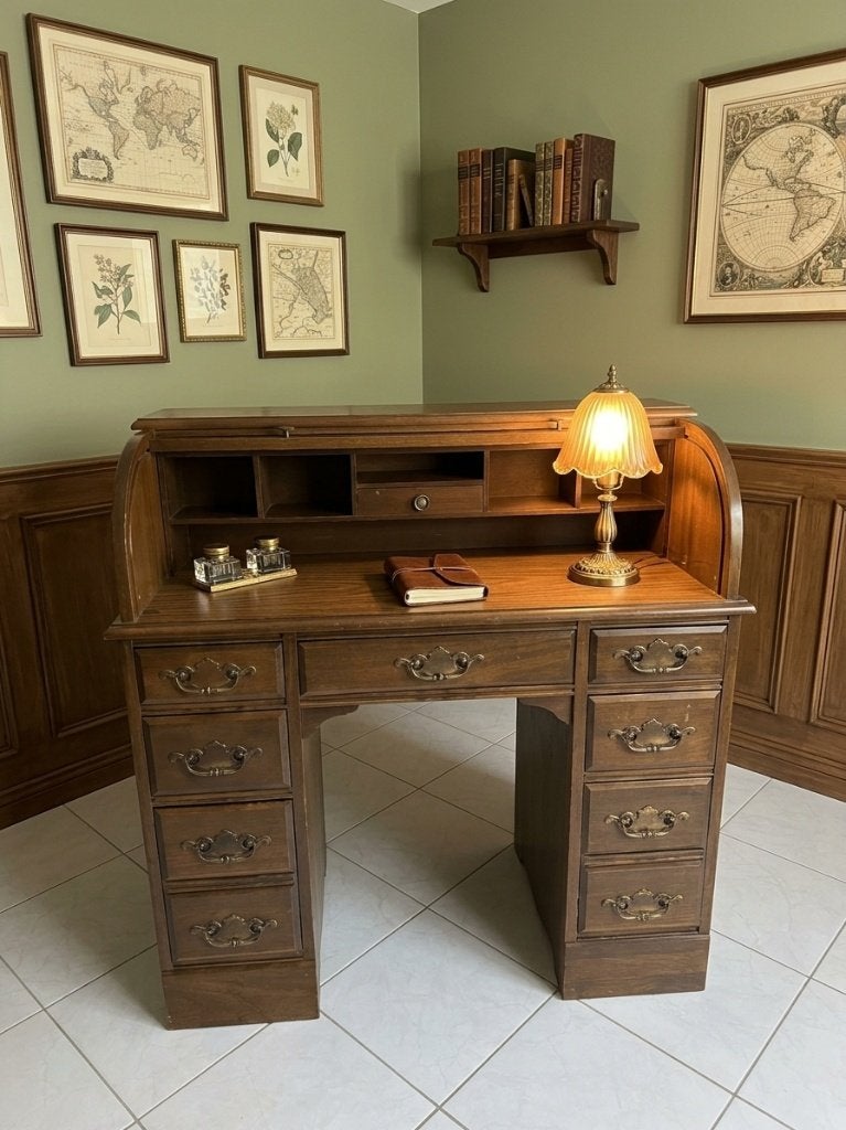 Bureau américain à rideau vintage fin 70s / début 80s, Enlèvement, Utilisé