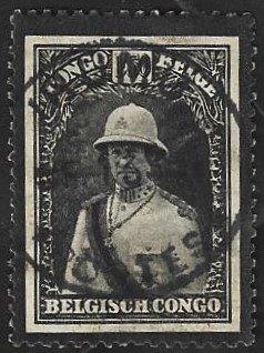 1 Rouwzegel Belgisch Congo het overlijden Koning Albert 1, Postzegels en Munten, Ophalen of Verzenden, Overige landen, Gestempeld