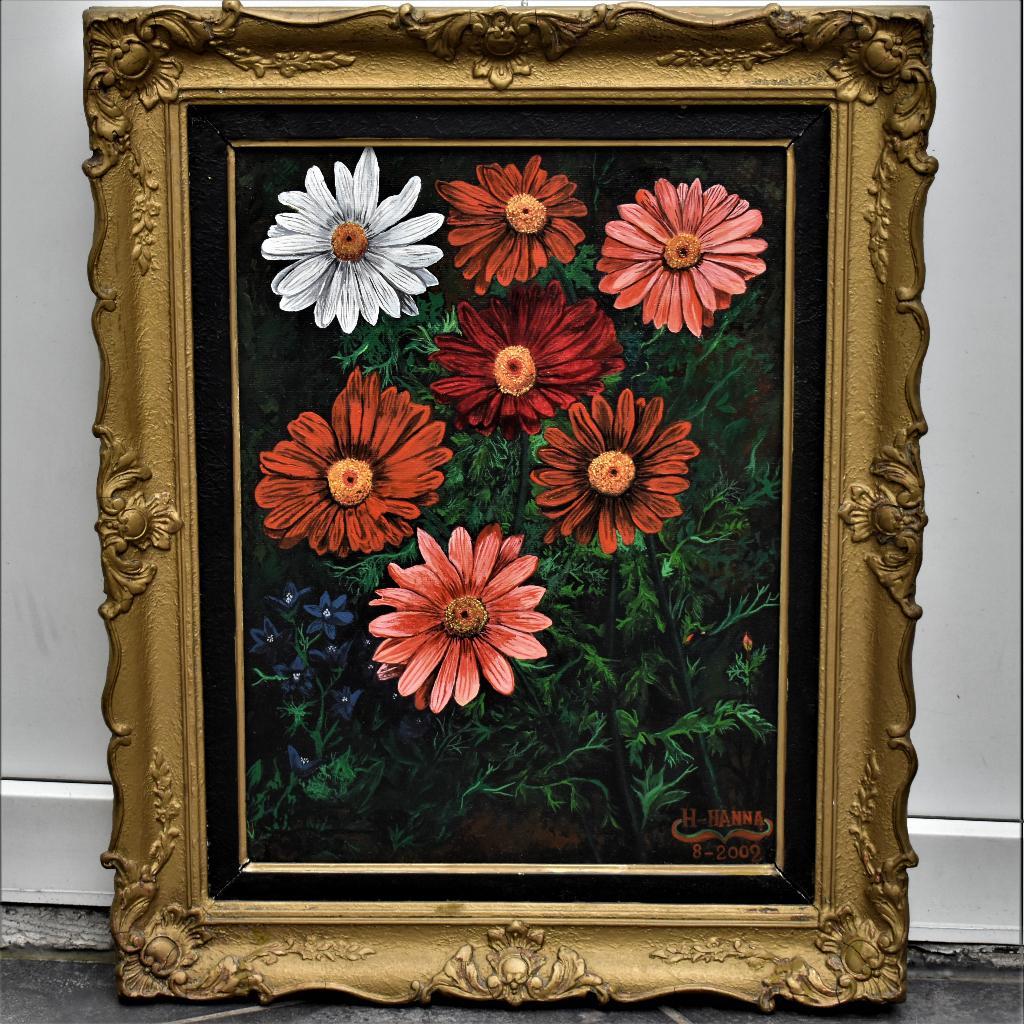 Peinture de fleurs roses, par joky kamo année 2002, Antiquités & Art, Enlèvement