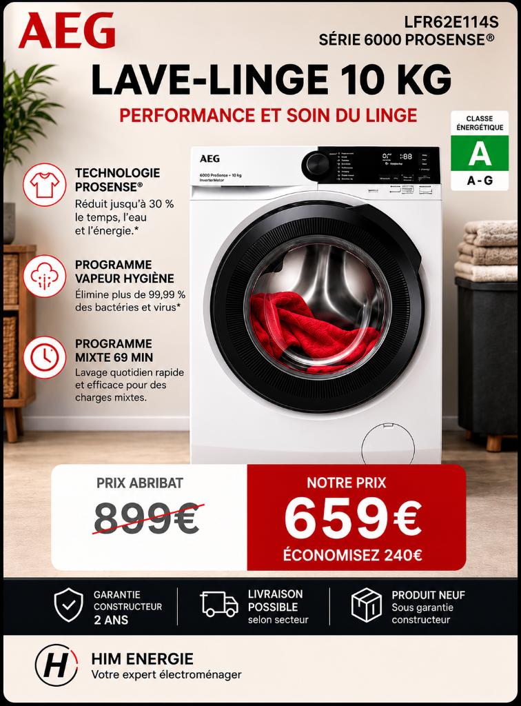 AEG 10kg ProSense wasmachine Nieuw 2 jaar garantie, Elektronische apparatuur, Wasmachines, Ophalen, 1200 tot 1600 toeren, Energieklasse A of zuiniger
