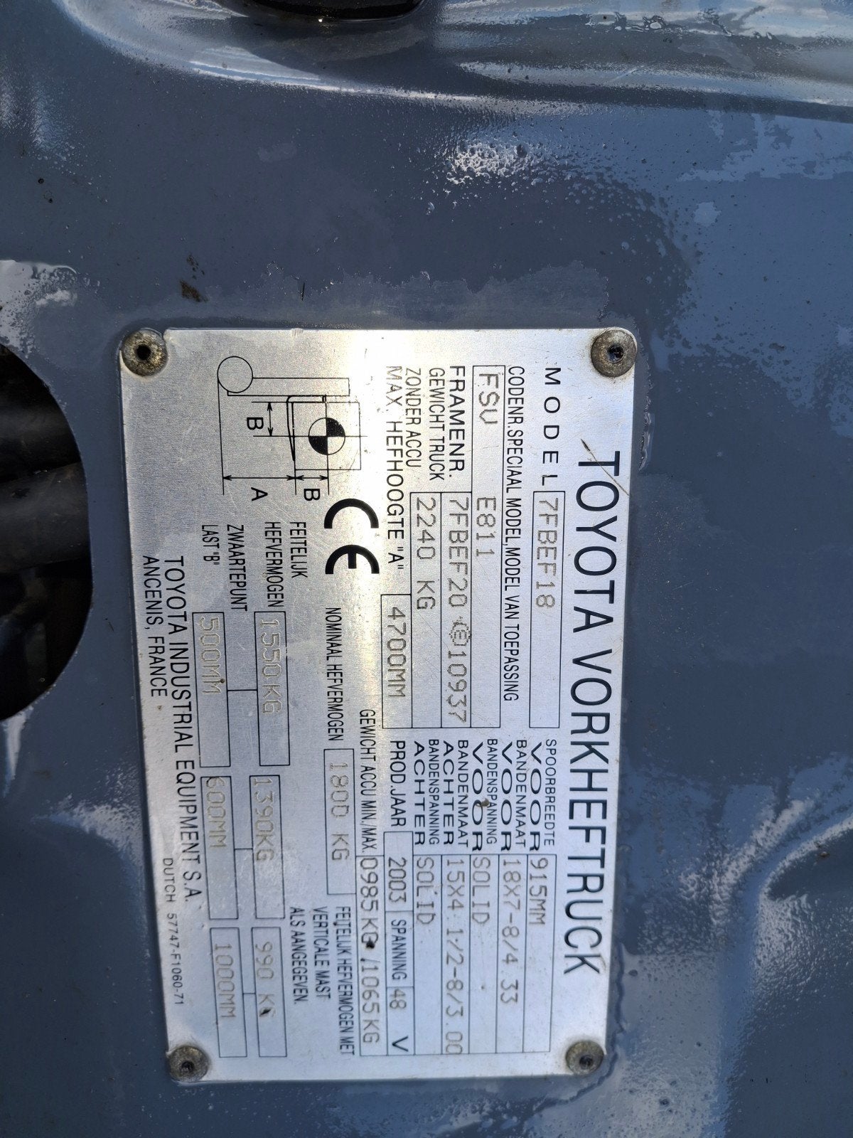 Toyota 7fbef 18,elektrische heftruck, Ophalen, Toyota, Vergel105@hotmail.com