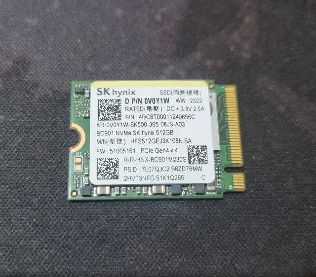 512 Gb SSD Hynix BC901 NVMe M.2 Type 2230 Gen 4x4, Intern, Gebruikt, SSD, Ophalen of Verzenden