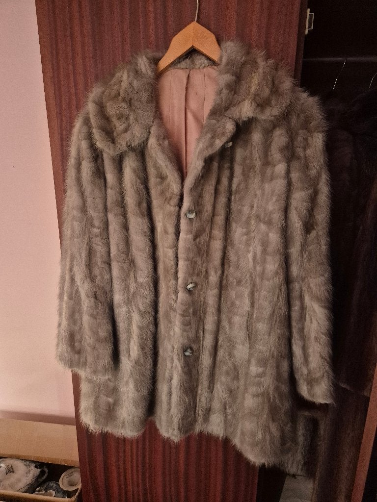 Elegante Vintage Zilver/Grijze Nertsjas (Pastel Mink), Kleding | Dames, Ophalen of Verzenden, Gedragen, Maat 38/40 (M), Zilver
