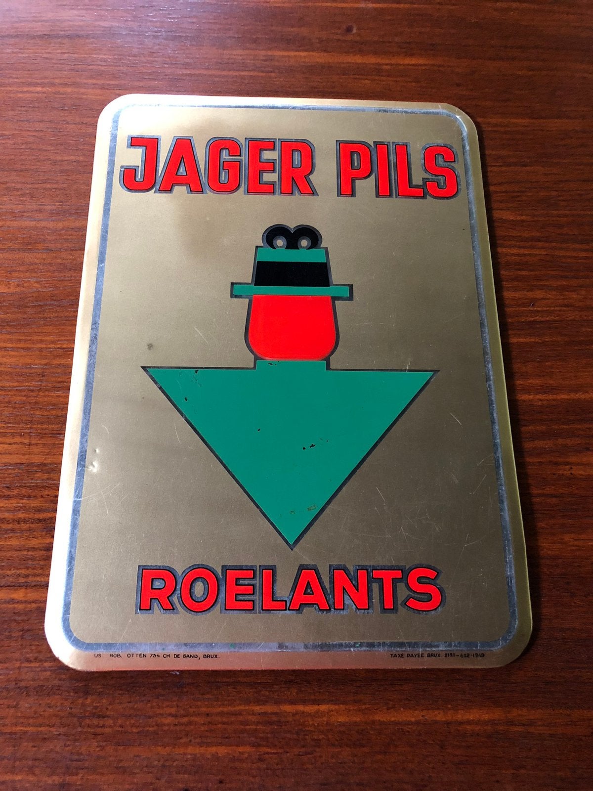 Panneau d'affichage en glaïd JAGER PILS ROELANTS, Enlèvement ou Envoi, Utilisé, Panneau publicitaire