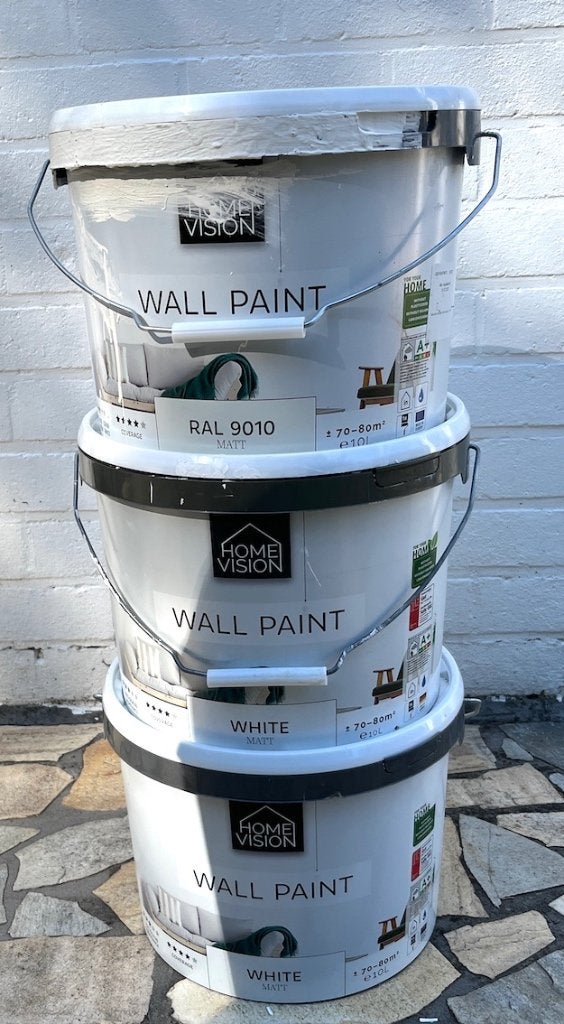 Witte Muur/plafond verf, mat, 3 emmers van 10 liter, Ophalen, Wit, Nieuw, Verf