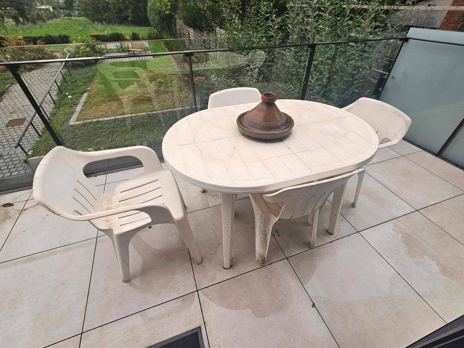 Plastic tuinset, Tuin en Terras, Ophalen, Gebruikt, Tuinset