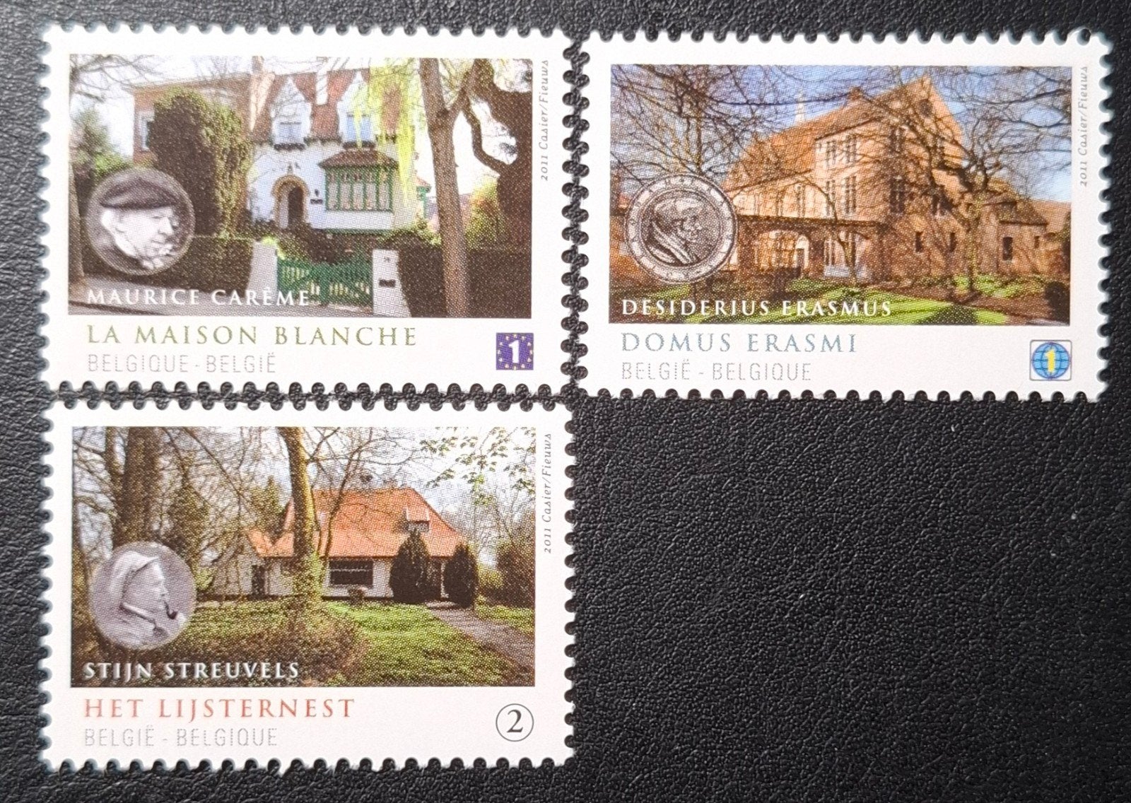 België: OBP 4092/94 ** Schrijvershuizen 2011., Frankeerzegel, Ophalen of Verzenden, Zonder stempel, Postfris