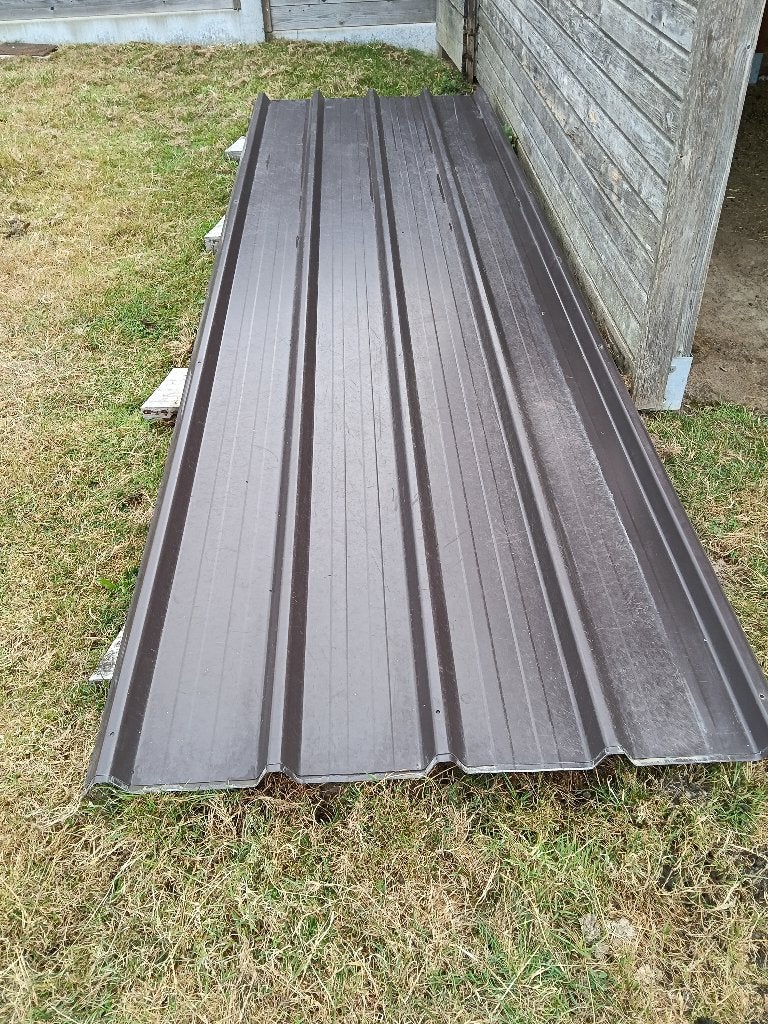 4 Dak profiel platen bruin, 3.50m x 1.05m, Overige kleuren, Metaal, Ophalen, Dakplaat of Dakpanplaat
