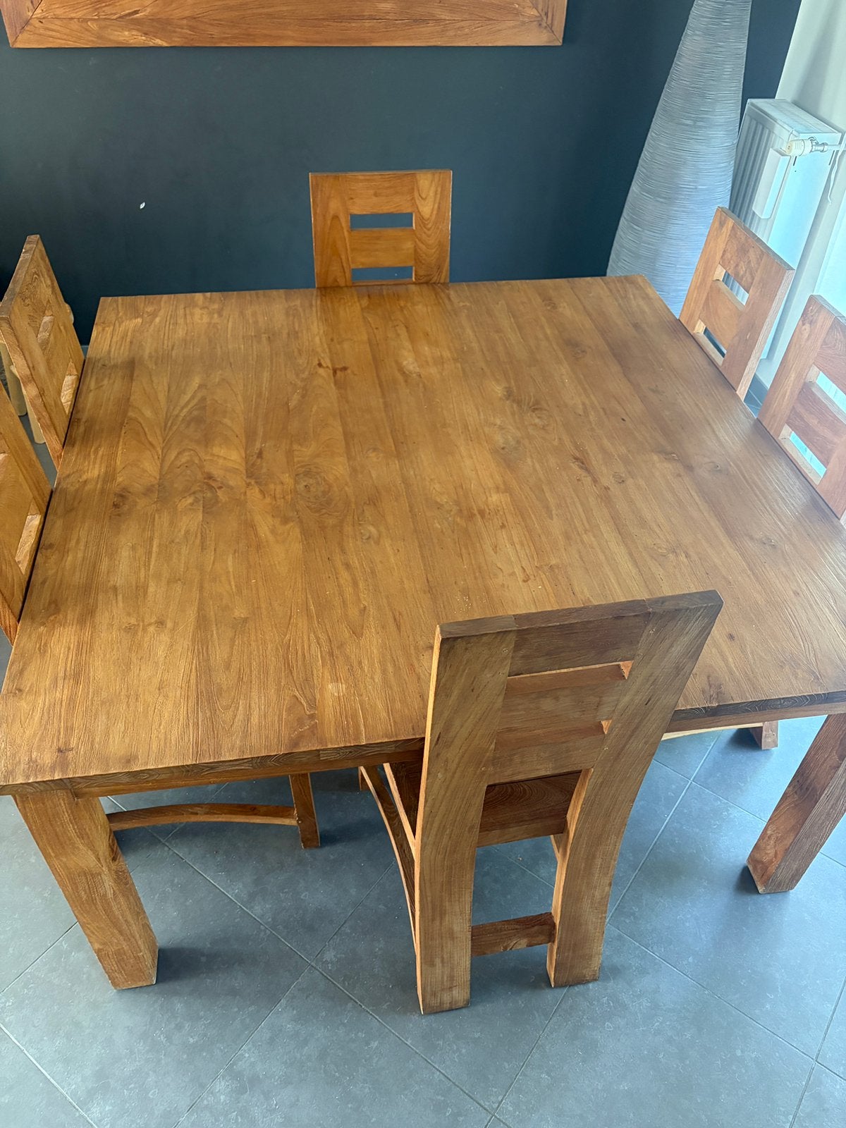 Table de salle à manger en bois masif, Maison & Meubles, Teck, 100 à 150 cm, Cinq personnes ou plus, 100 à 150 cm