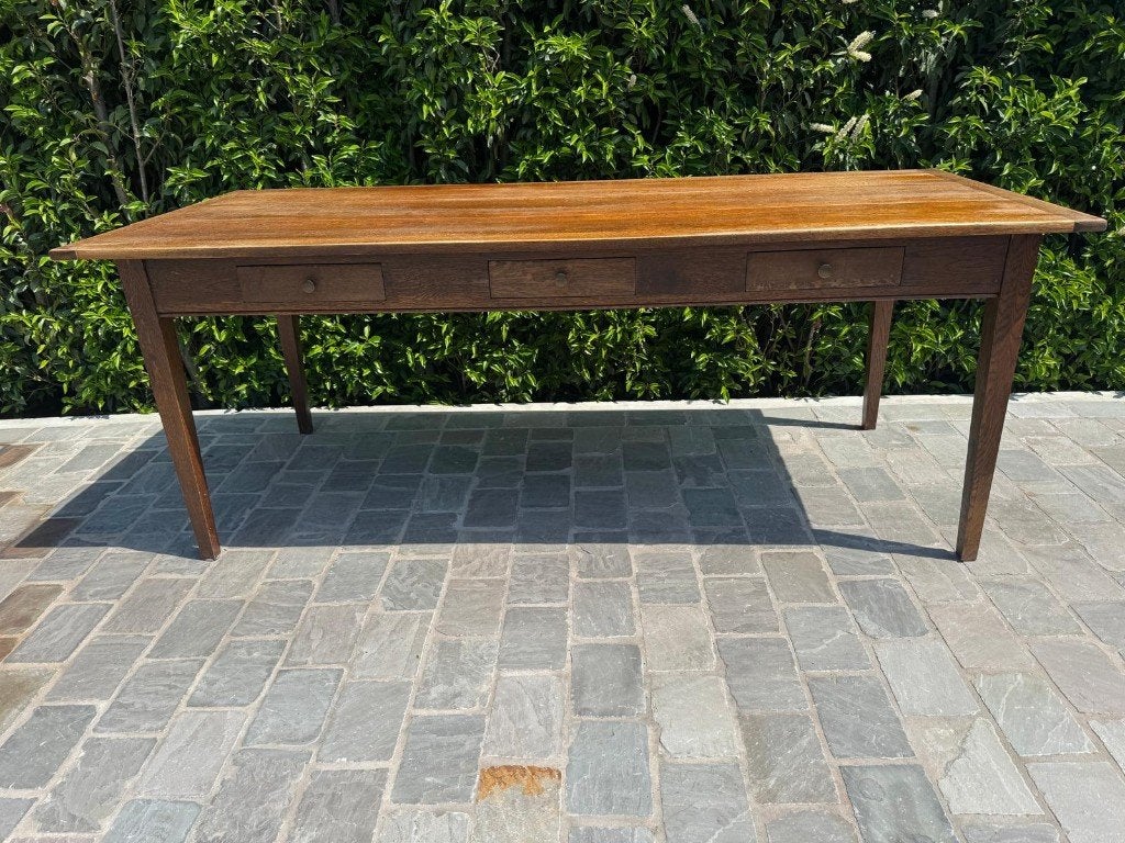 Massief eiken eettafel, Huis en Inrichting, Tafels | Eettafels, Ophalen, Eikenhout, 200 cm of meer, 50 tot 100 cm