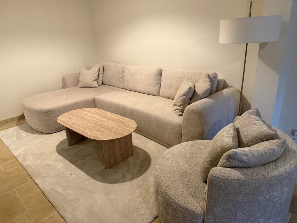 Beige zetel + loveseat te koop in goede staat!, Enlèvement, Comme neuf