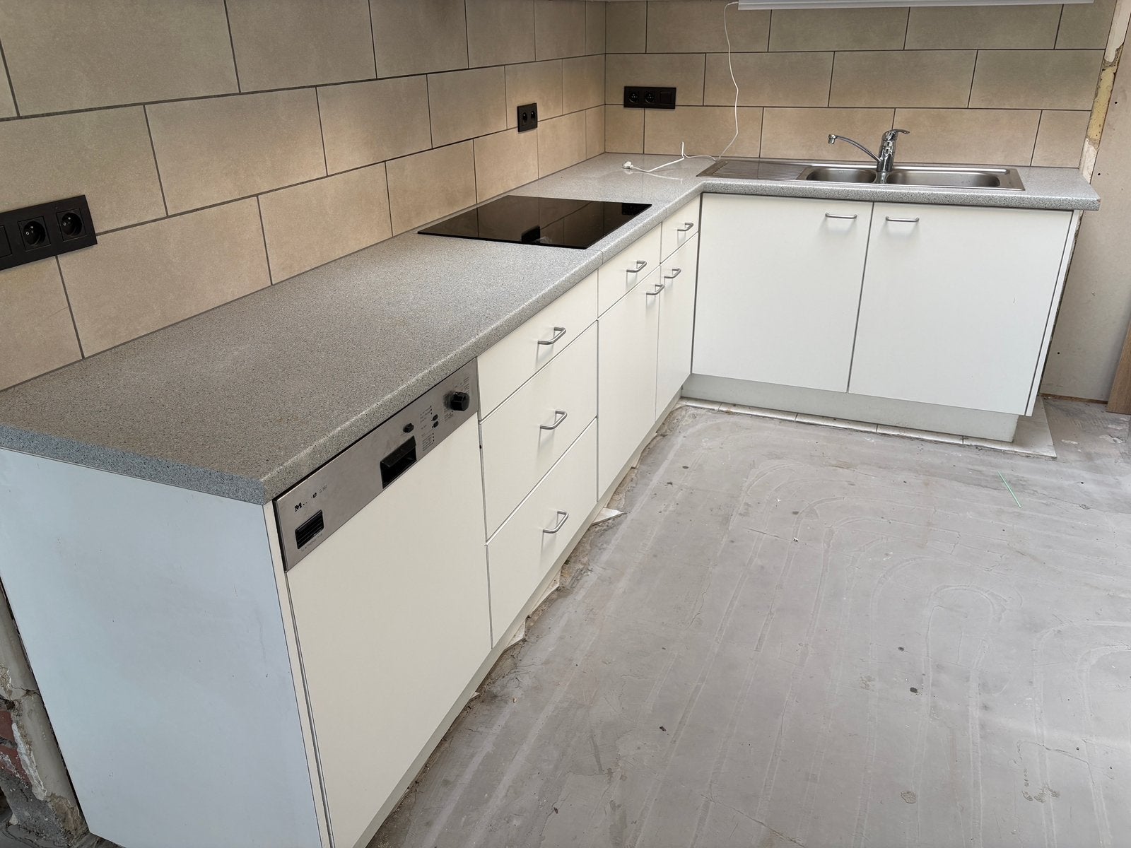 Keuken inductievuur vaatwas en wasbak, Enlèvement, Utilisé, Blanc, Cuisine d'angle