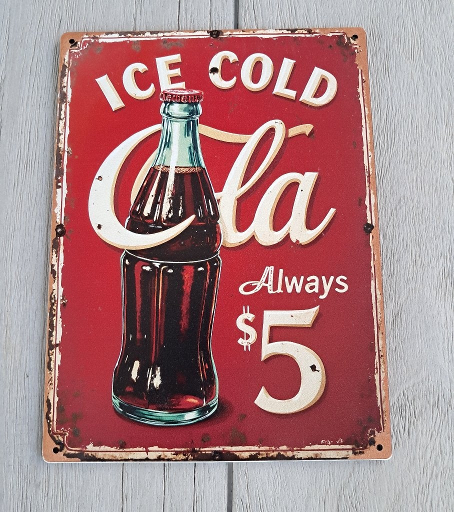 Coca cola vintage look reclame borden., Ophalen of Verzenden, Nieuw, Reclamebord
