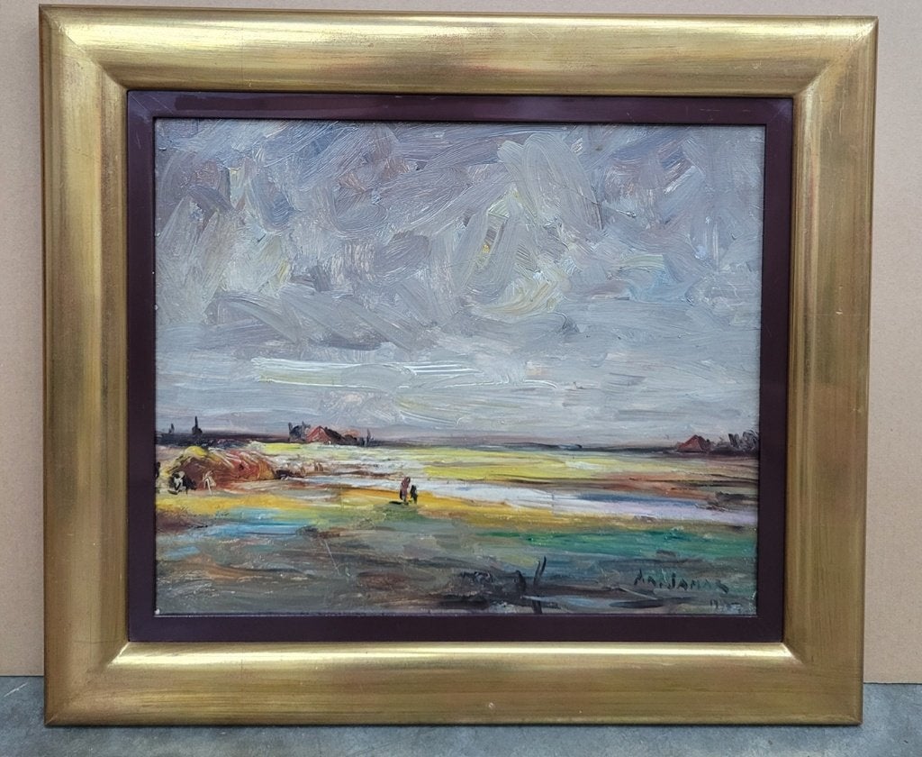 Armand JAMAR, geanimeerd landschap, Antiek en Kunst, Kunst | Schilderijen | Klassiek, Ophalen of Verzenden