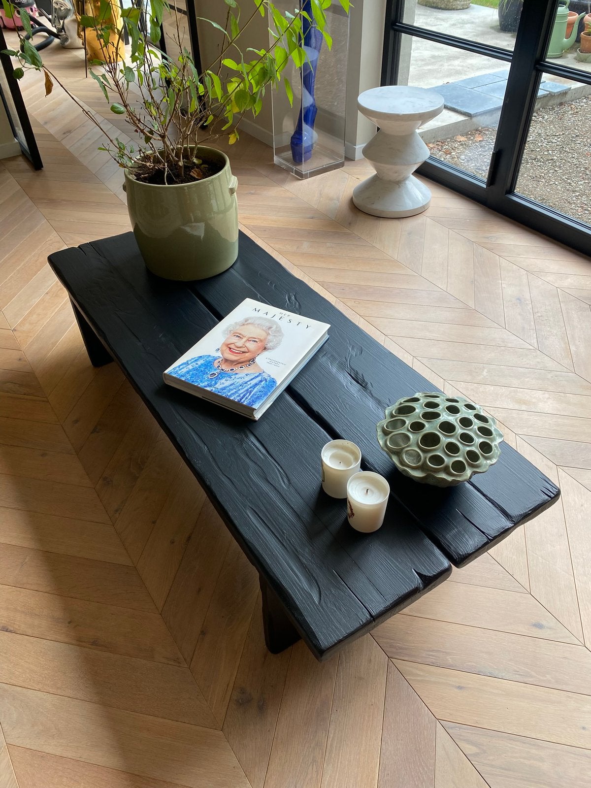 Table basse rectangulaire noire, Maison & Meubles, Enlèvement, Rectangulaire