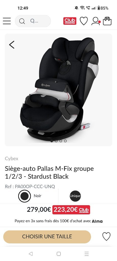 Siège auto Cybex Pallas m fix groupe 1-2-3, Enlèvement, Comme neuf, Autres marques, Isofix