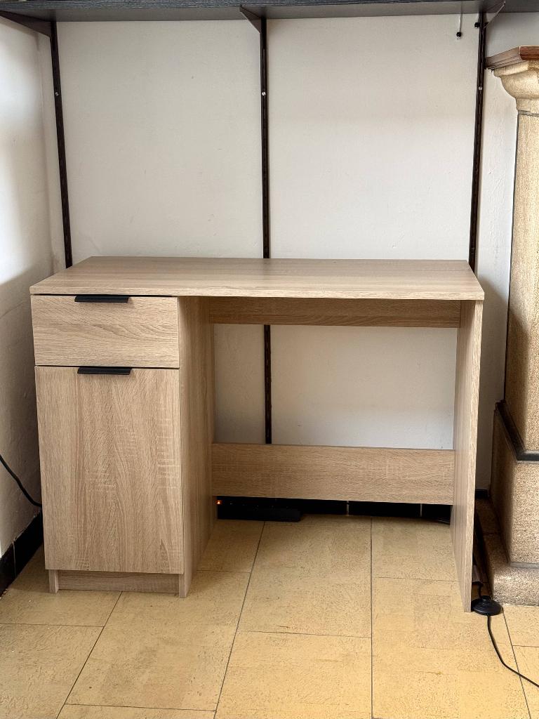 Bureau in eiklook met lade en kastje, Maison & Meubles, Bureaux, Neuf, Autres marques, Autres types, 50 cm