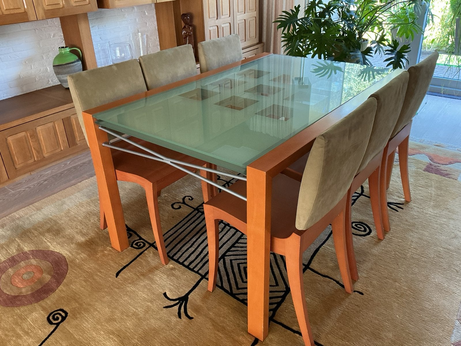 Moderne eetkamer tafel + 6 stoelen Ligne roset, Huis en Inrichting, Complete eetkamers, Ophalen, Zo goed als nieuw, Modern, 4 tot 6 stoelen