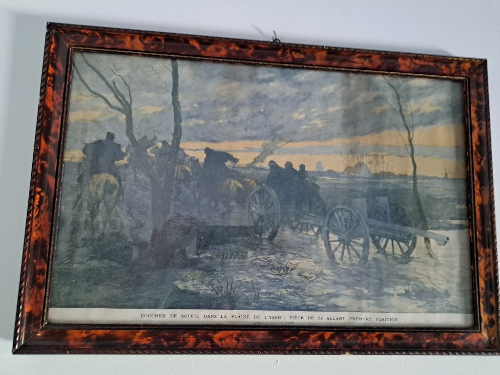 Prent Georges Scott 1914 Militair-historische illustratie., Collections, Photos & Gravures, Avant 1940, Gravure, Enlèvement, Utilisé