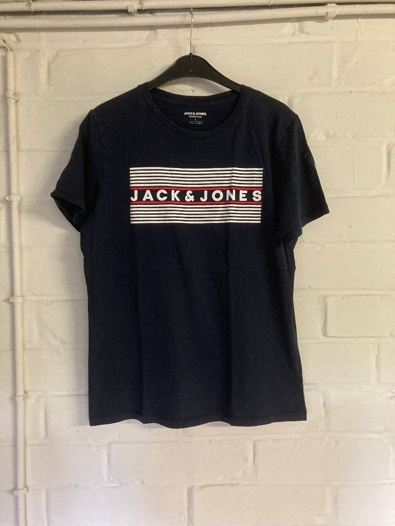 Donkerblauw t-shirt, Jack and Jones, Large, Kleding | Heren, T-shirts, Maat 52/54 (L), Jack  jones, Blauw, Ophalen of Verzenden