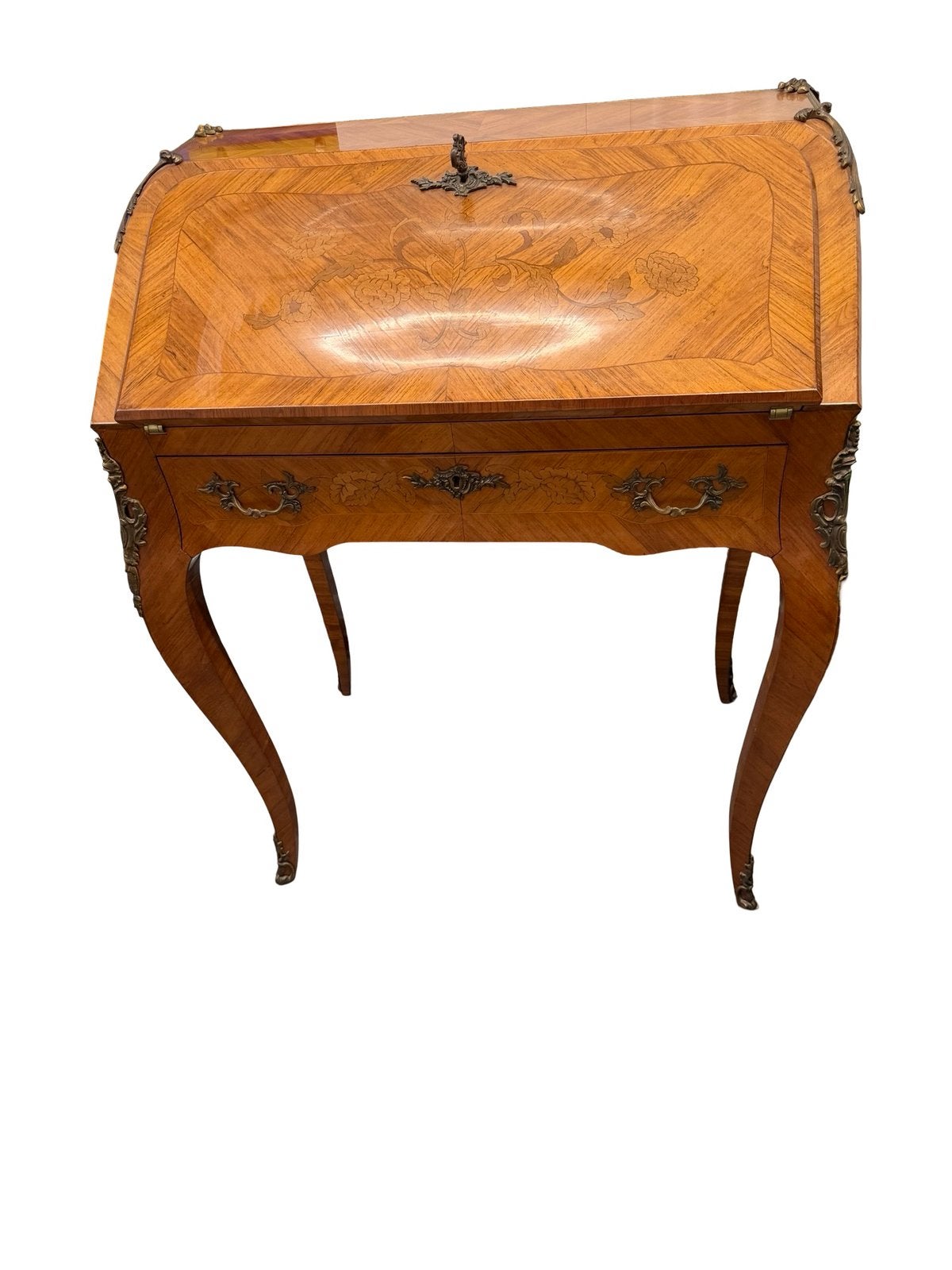 Bureau de pente style Louis XV – Marqueterie florale, Enlèvement, Utilisé, /, /