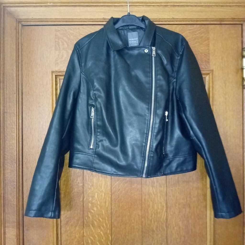 Zwart leren jasje. Maat 42. Merk primark, Ophalen, Maat 42/44 (L), Zwart