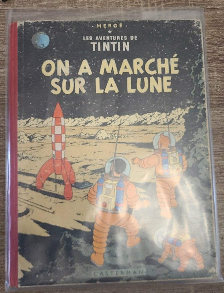 BD Tintin – On a marché sur la Lune – EO Belge 1955 B12, Boeken, Ophalen of Verzenden, Gelezen