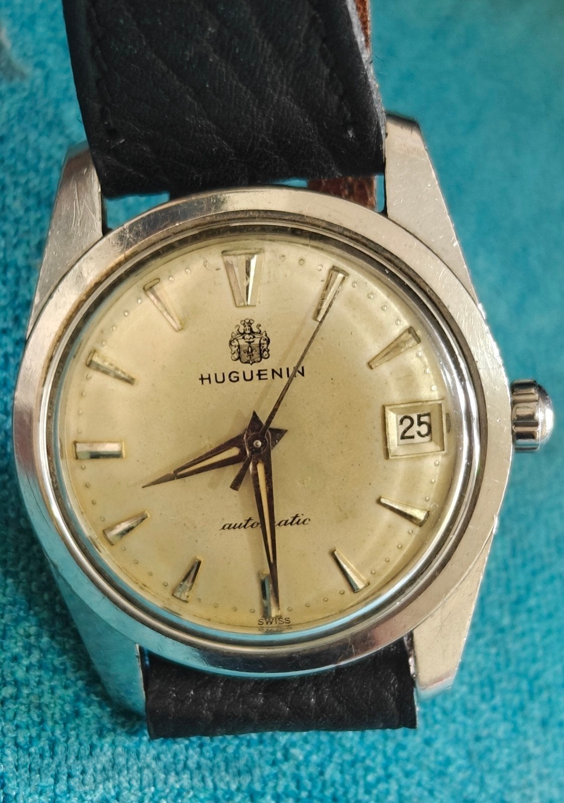 Montre automatique Huguenin, Bijoux, Sacs & Beauté, Enlèvement ou Envoi, Acier