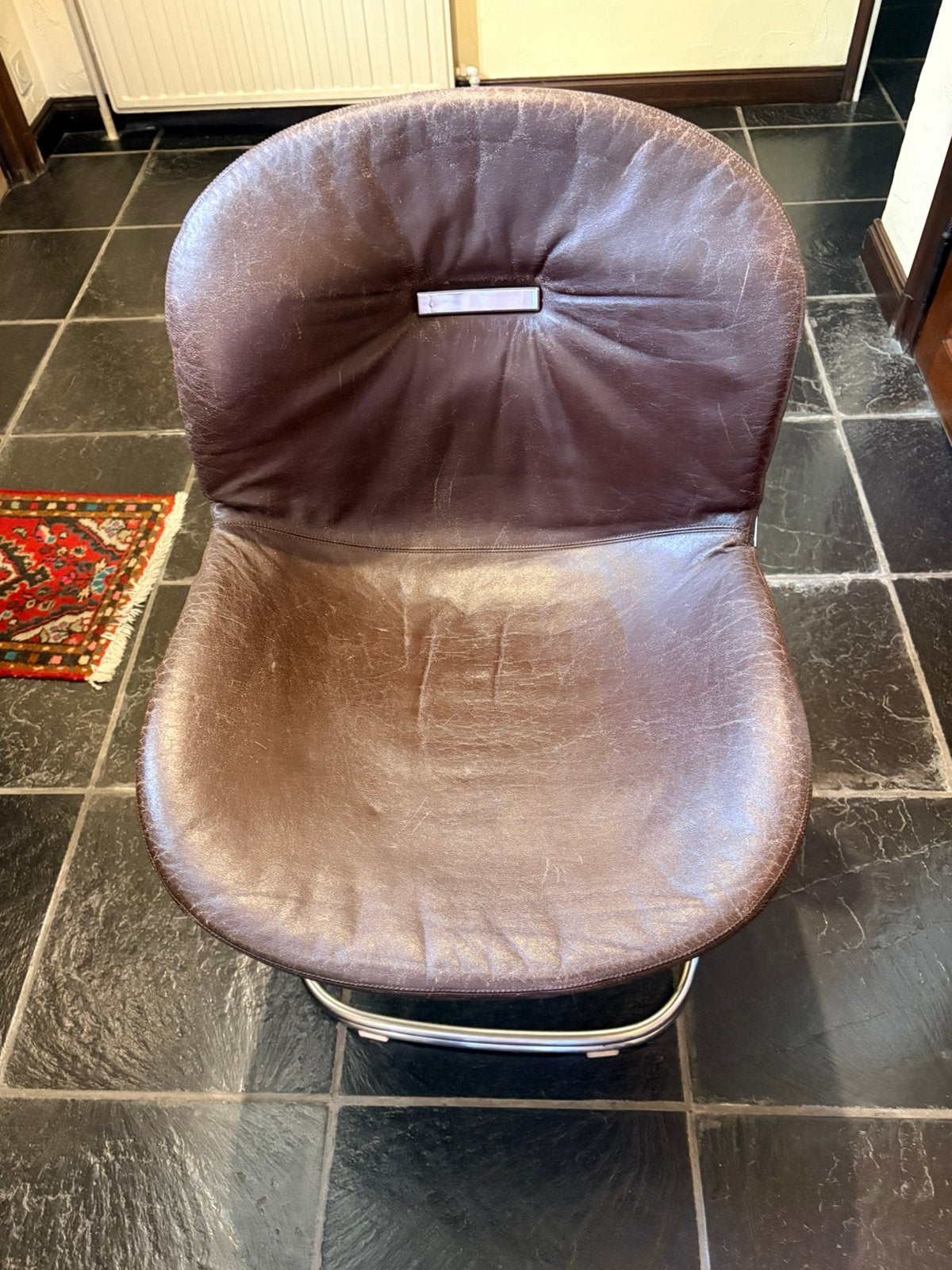 Gastone Rinaldi Sabrina 6 vintage stoelen leder, Huis en Inrichting, Ophalen, Bruin, Leer, Vijf, Zes of meer stoelen