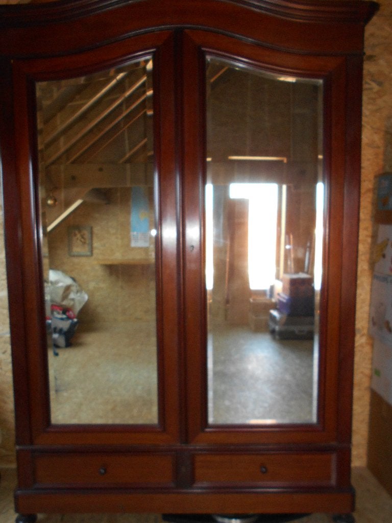 très belle armoire ancienne avec 2 miroirs en acajou, 25 à 50 cm, Utilisé, 150 à 200 cm, Enlèvement