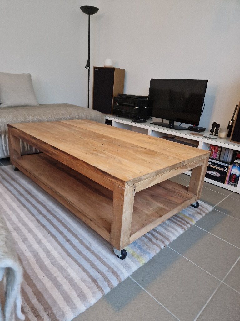 Houten salontafel, Huis en Inrichting, Ophalen, Gebruikt, 100 tot 150 cm, 50 tot 100 cm
