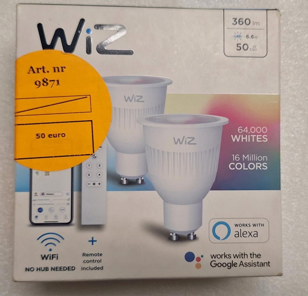 WiZ Smart LED Spots GU10 - Set van 2 + Afstandsbediening, Ophalen of Verzenden