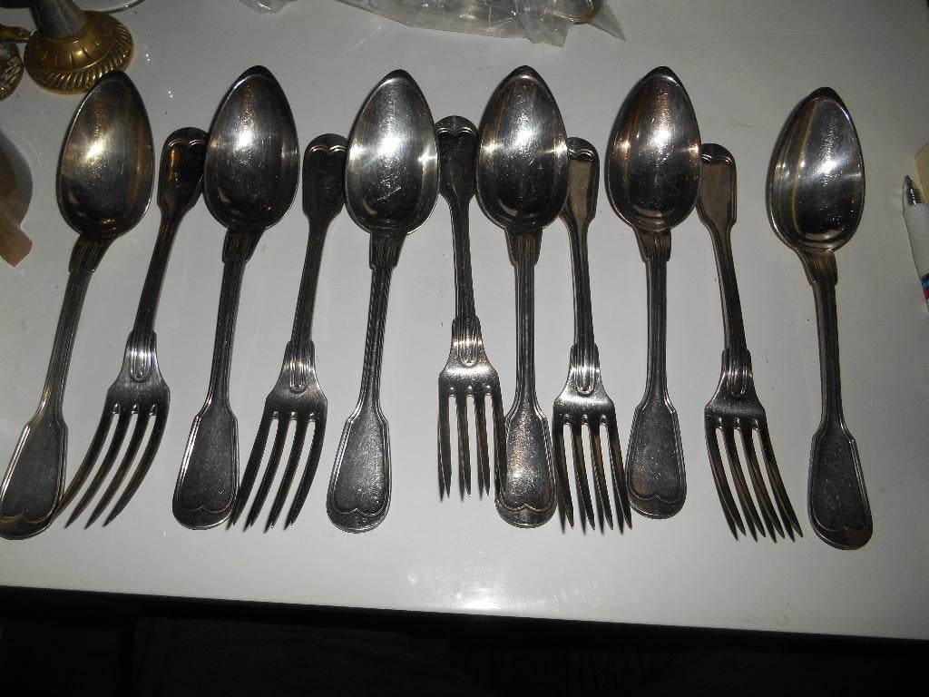 CHRISTOFLE lot de 11 couverts en métal argenté ( poinçons), Ophalen of Verzenden