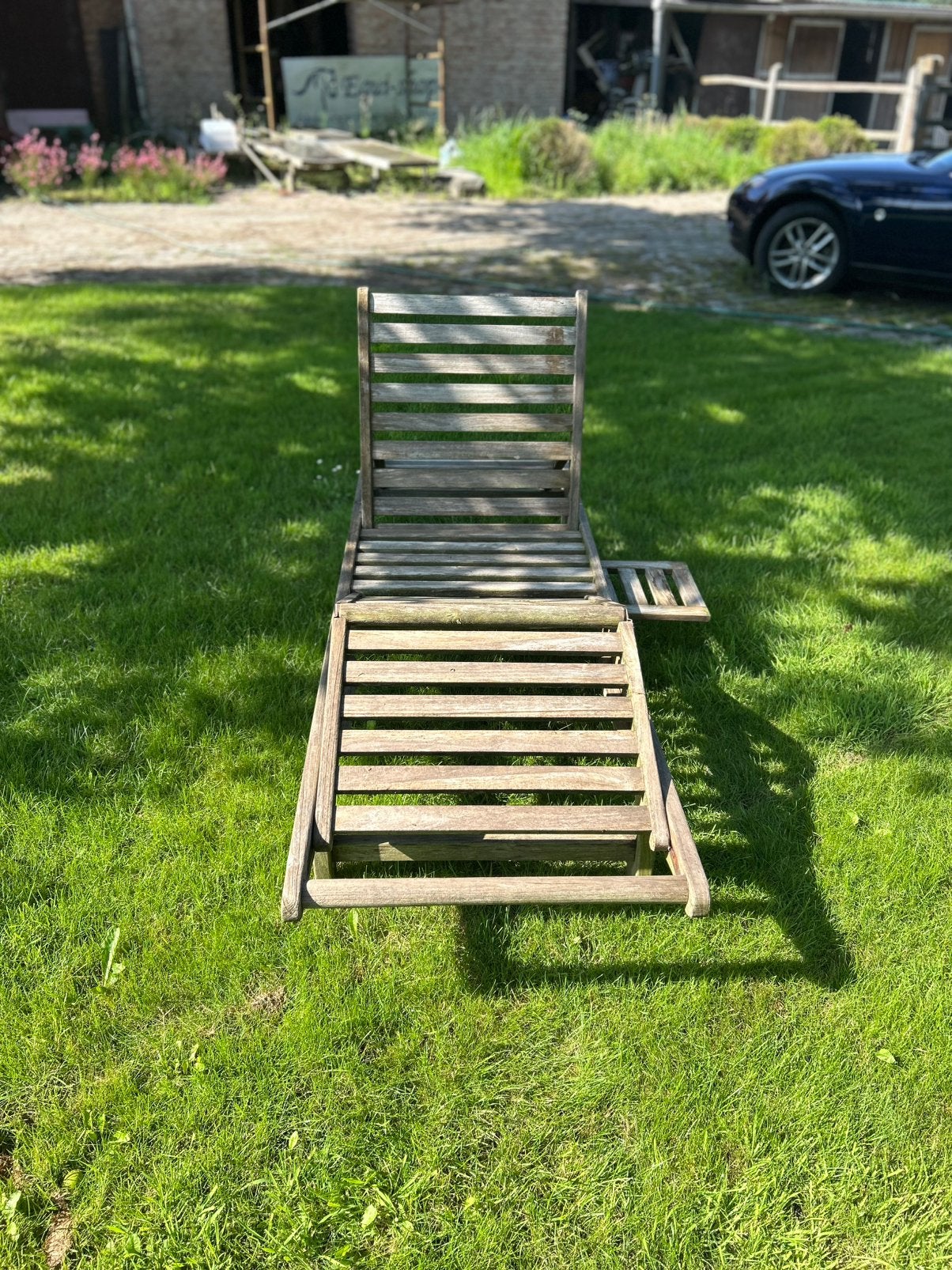 Ligbed teak, Tuin en Terras, Ophalen, Zo goed als nieuw