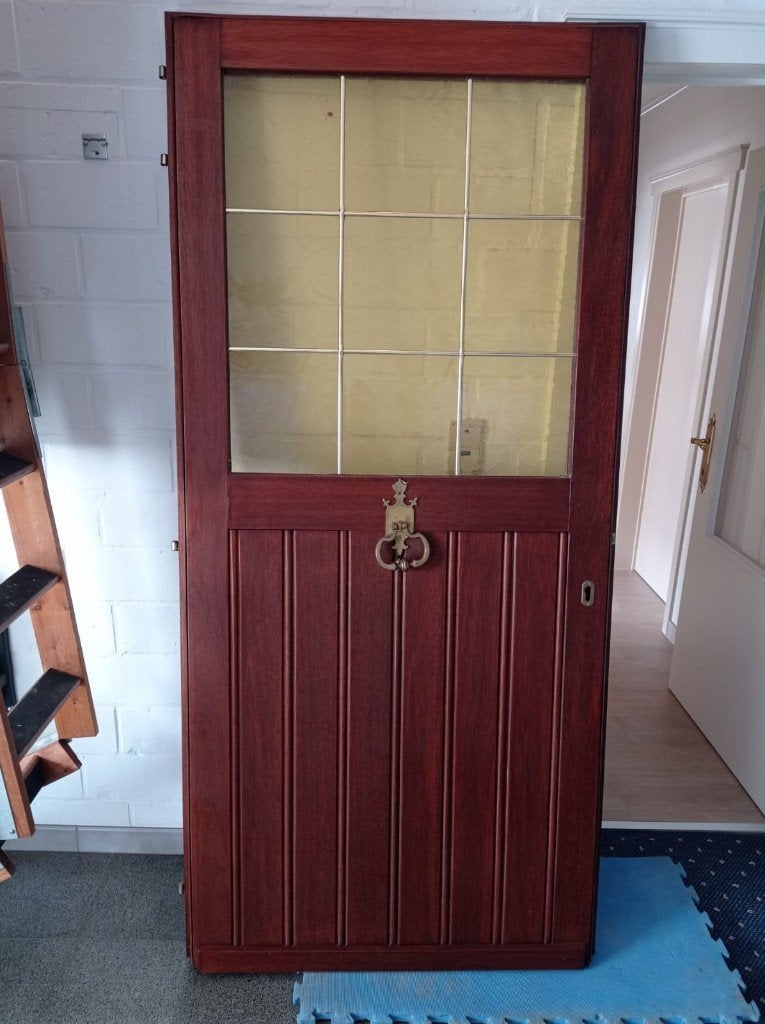 Porte d'entrée en bois de méranti avec verre vitro déco, Bricolage & Construction, Fenêtres & Moustiquaires, Utilisé, Porte extérieure