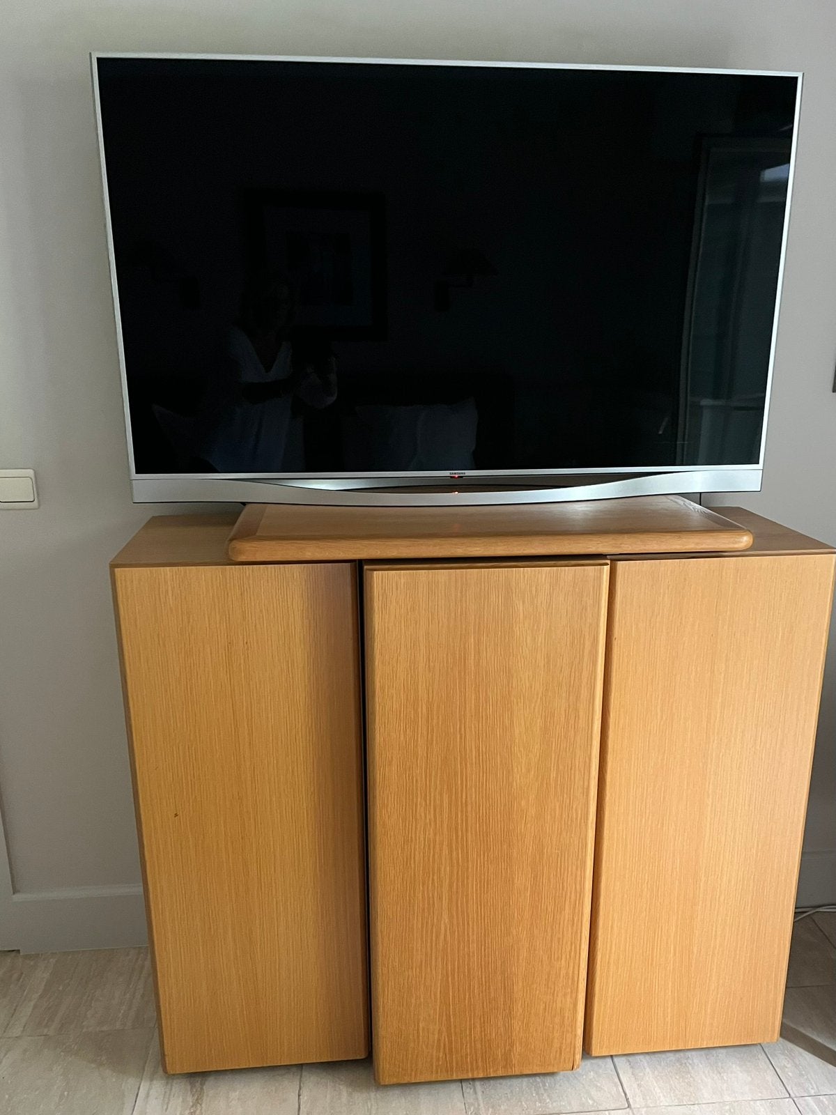 PlasmaTV Samsung 55 Inch + kast in 3 delen , massief eik, Audio, Tv en Foto, Televisies, Samsung, Ophalen