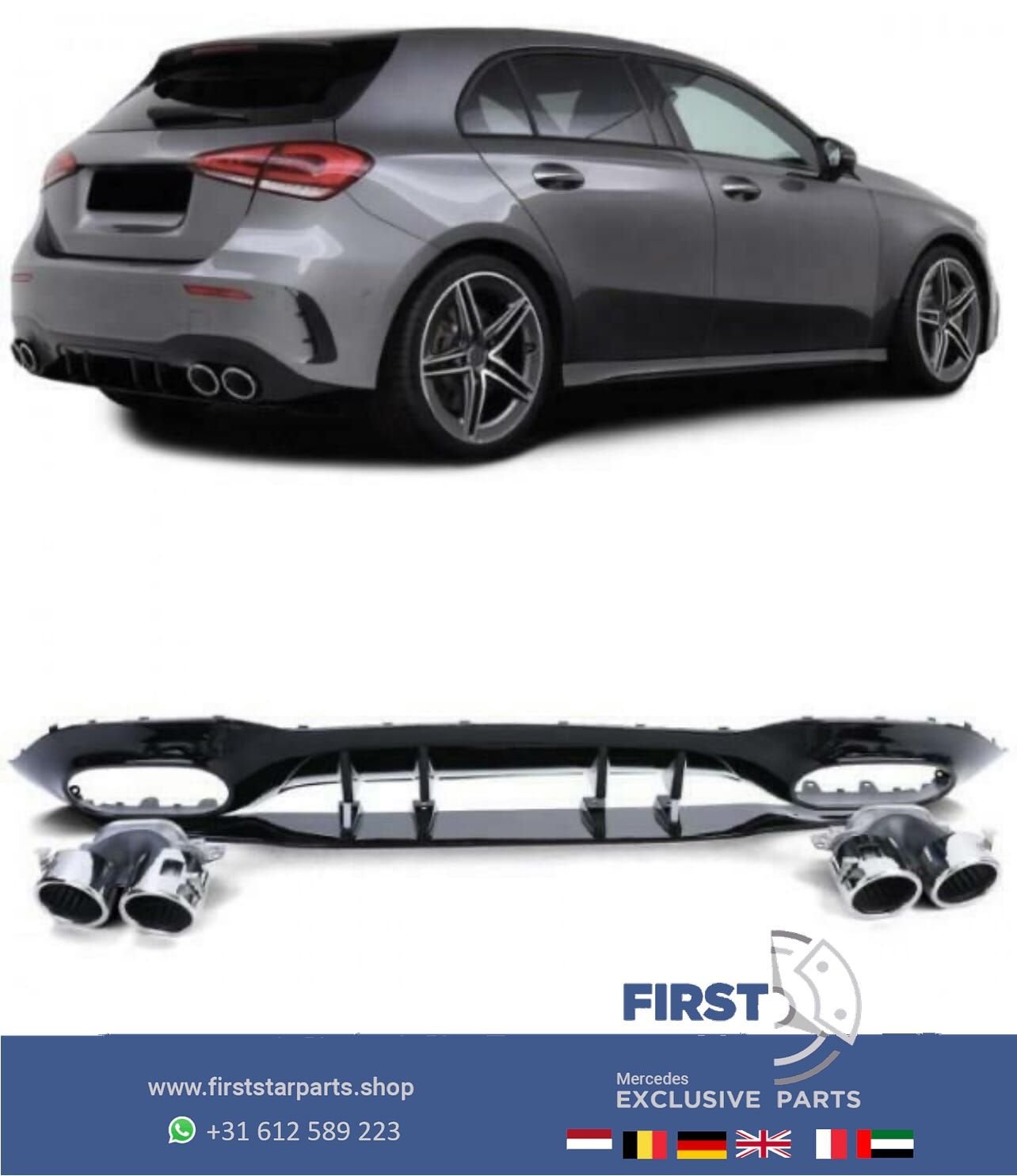 W177 A45s AMG DIFFUSER + UITLAAT SIERSTUKKEN AERO PAKKET Mer