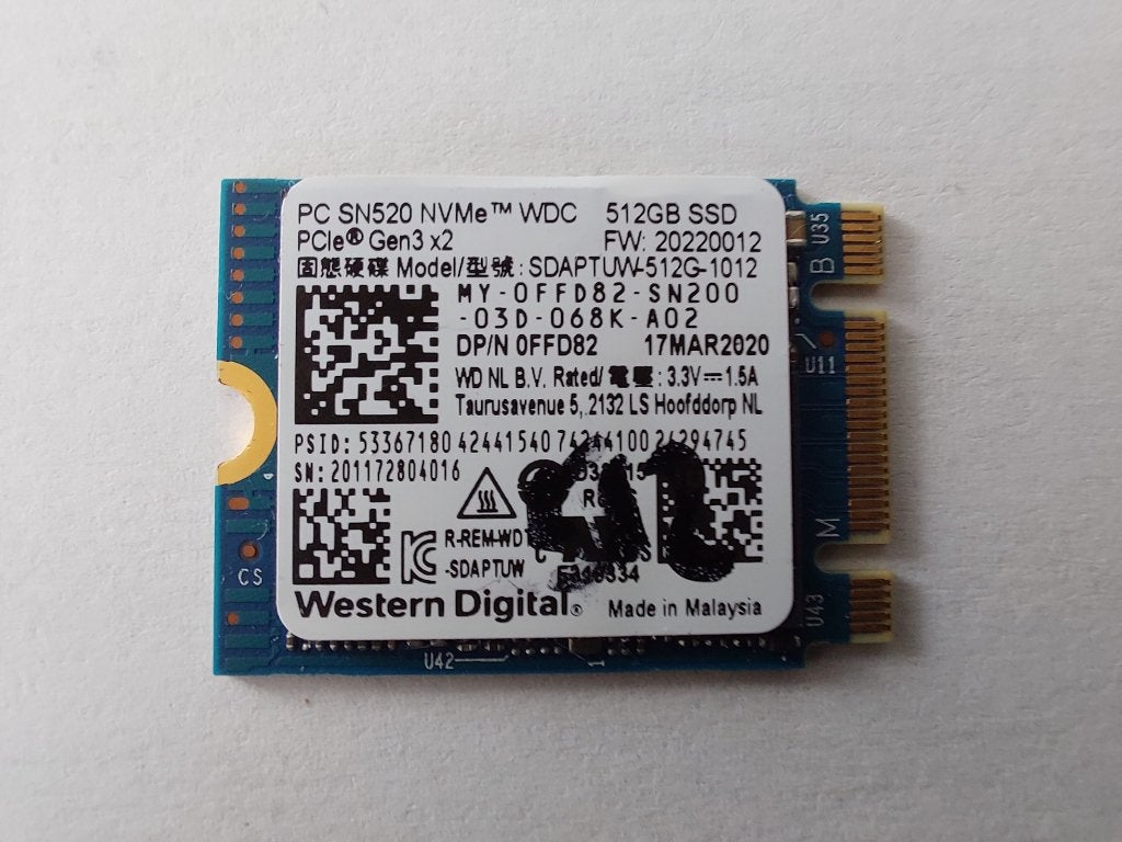 Disque SSD M2 2230 NVMe/ PCIe Western Digital de 512 Go, Computers en Software, Harde schijven, Intern, Gebruikt, SSD, 512 GB
