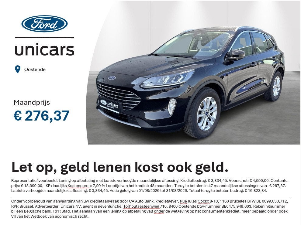 Ford Kuga 1.5i EcoBoost 88kW Titanium, Achat, Entreprise, Boîte manuelle, 151 g/km