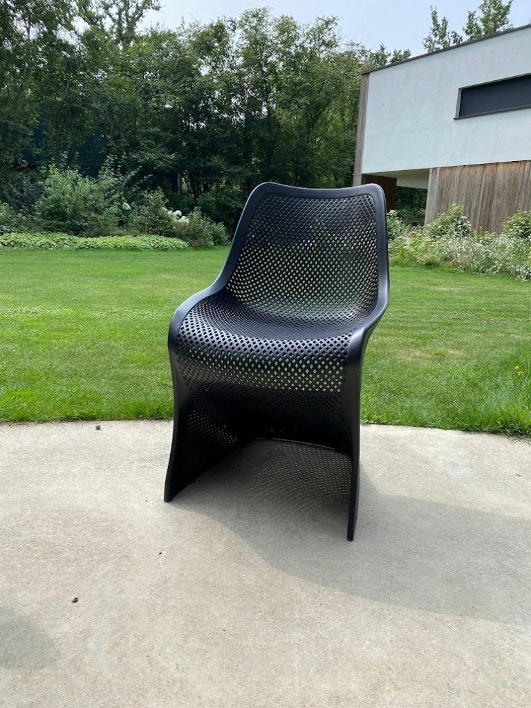 Bloom tuinstoelen zwart (6st), Jardin & Terrasse, Chaises de jardin, Enlèvement, Comme neuf, Synthétique, Empilable