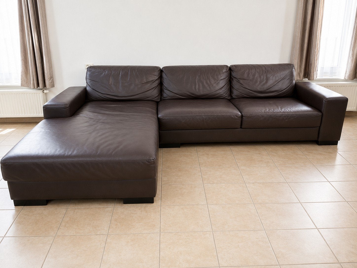 Canapé d'angle cuir véritable, Maison & Meubles, Canapés | Coins salons complets, Bois, Cuir, Enlèvement