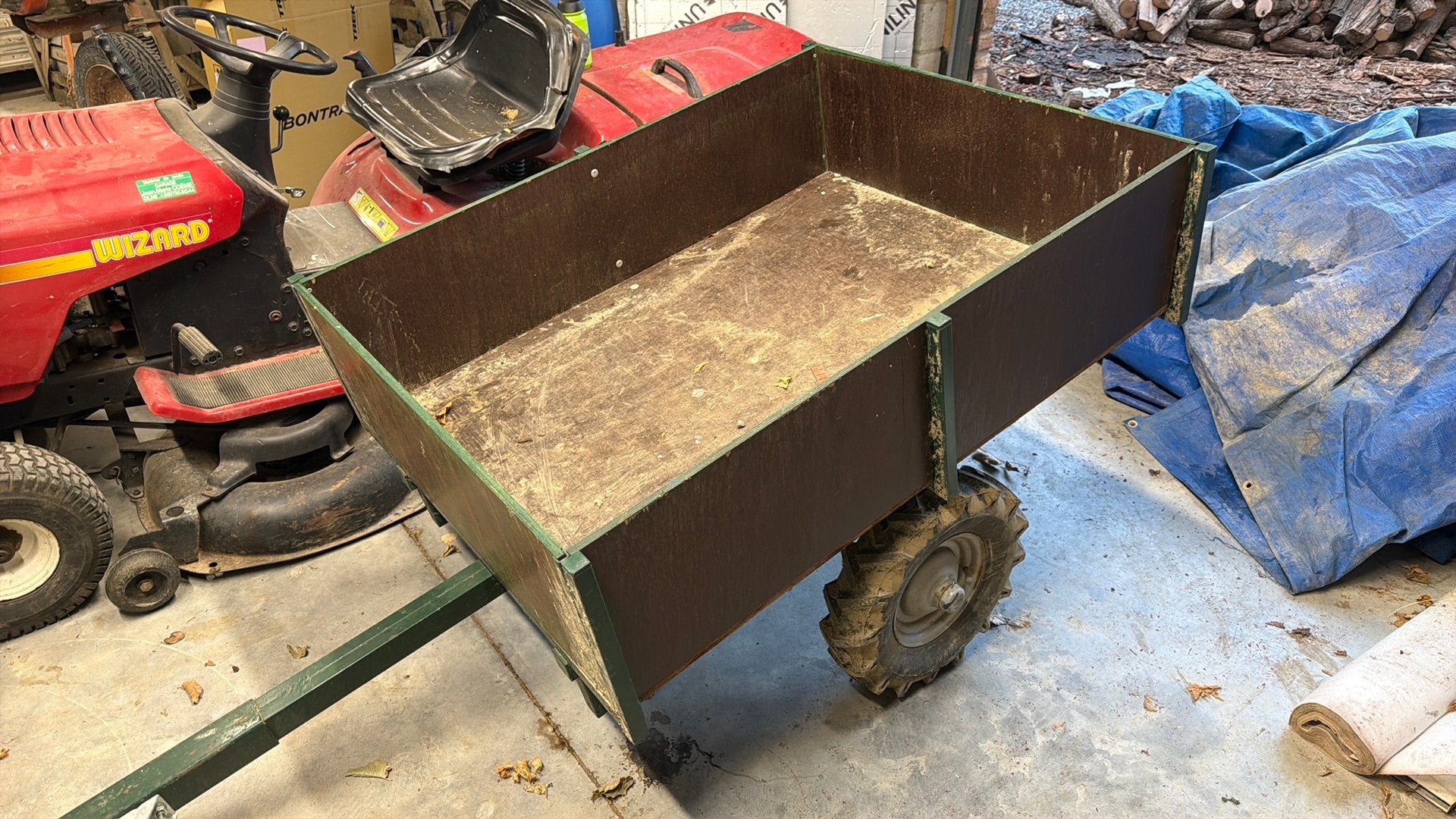 Petite remorque pour tracteur tondeur 120x90x30cm, Enlèvement, Utilisé